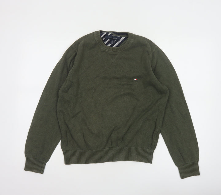Tommy Hilfiger Women Green Cotton Crew Neck Jumper Size S