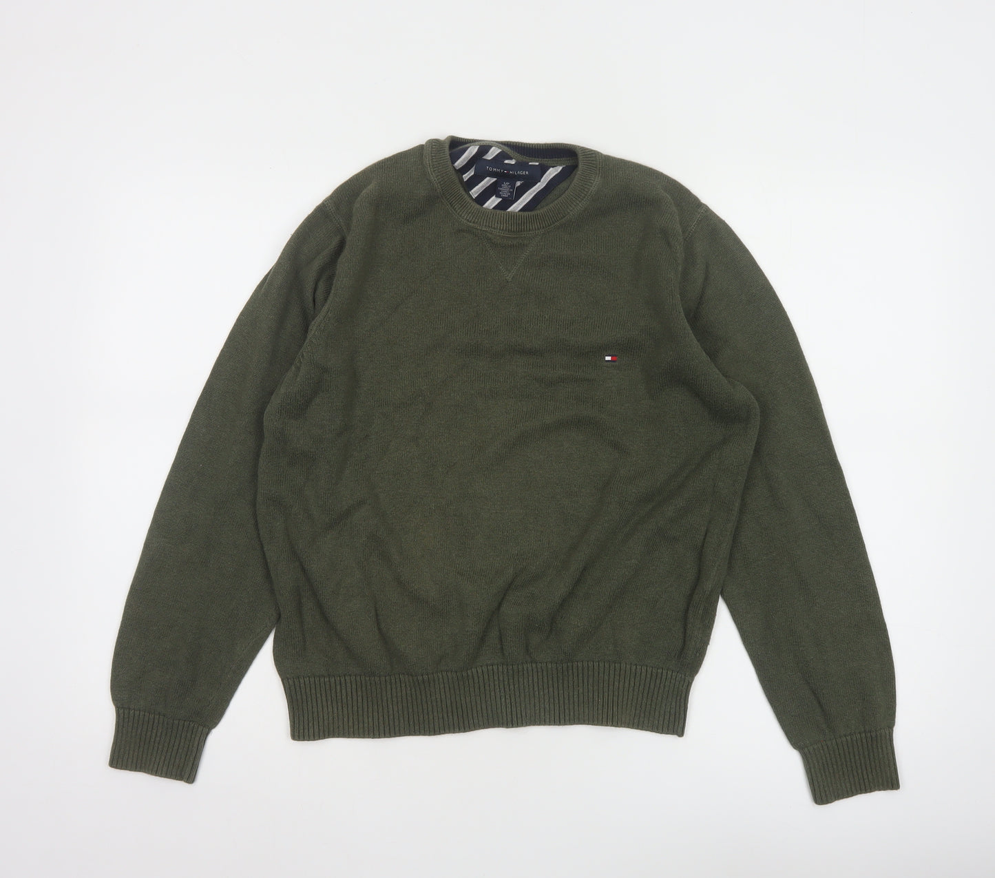 Tommy Hilfiger Women Green Cotton Crew Neck Jumper Size S