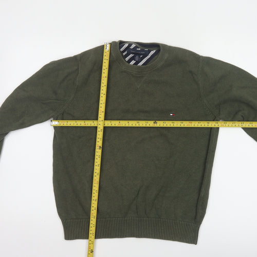 Tommy Hilfiger Women Green Cotton Crew Neck Jumper Size S