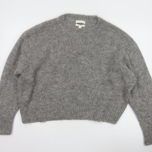 H&M Womens Grey Wool Alpaca Blend Chunky Knit Jumper L