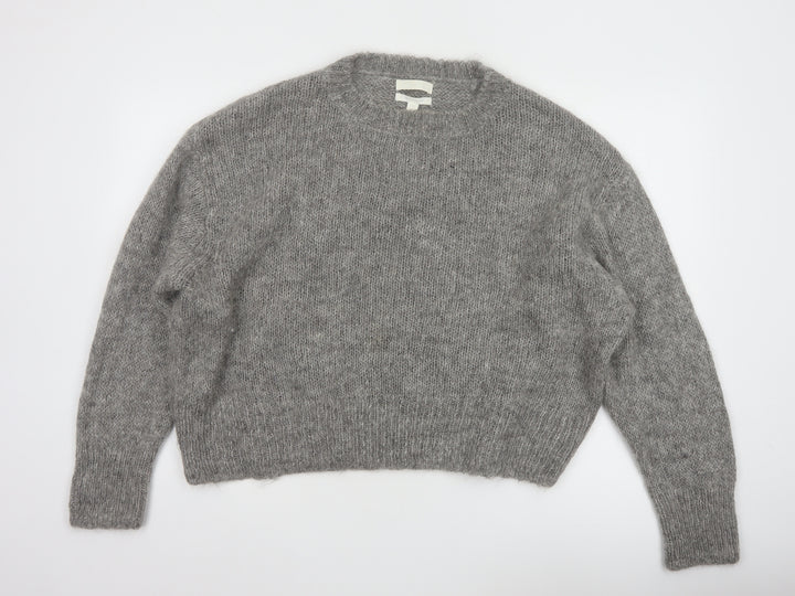 H&M Womens Grey Wool Alpaca Blend Chunky Knit Jumper L