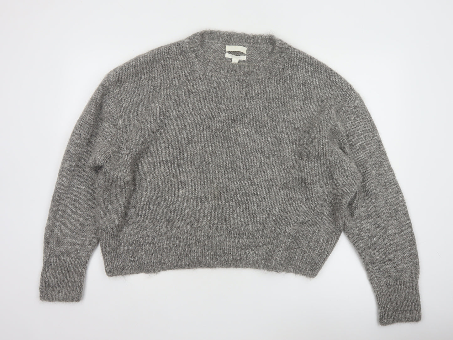 H&M Womens Grey Wool Alpaca Blend Chunky Knit Jumper L