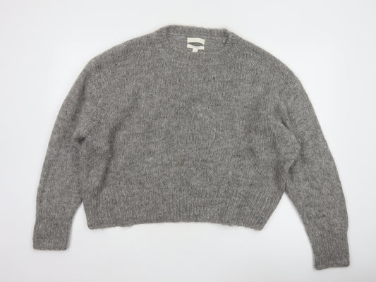H&M Womens Grey Wool Alpaca Blend Chunky Knit Jumper L