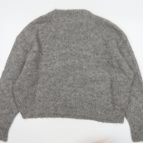 H&M Womens Grey Wool Alpaca Blend Chunky Knit Jumper L