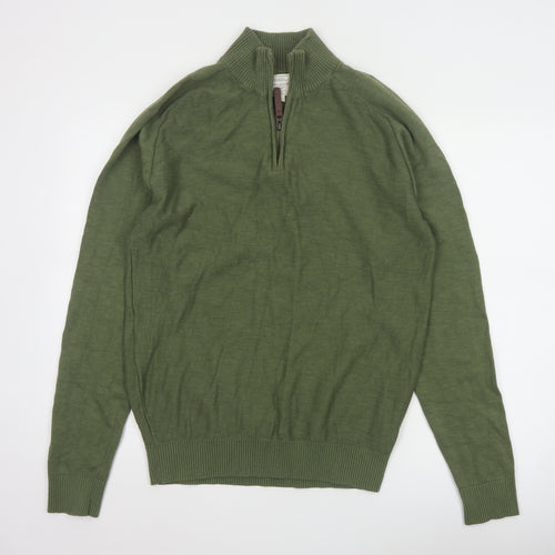 Mountain Warehouse Men’s Green Cotton 1/2 Zip Jumper L