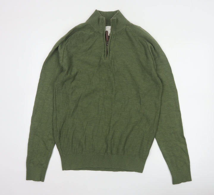 Mountain Warehouse Men’s Green Cotton 1/2 Zip Jumper L
