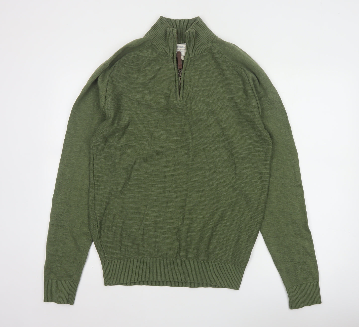 Mountain Warehouse Men’s Green Cotton 1/2 Zip Jumper L