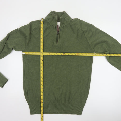 Mountain Warehouse Men’s Green Cotton 1/2 Zip Jumper L