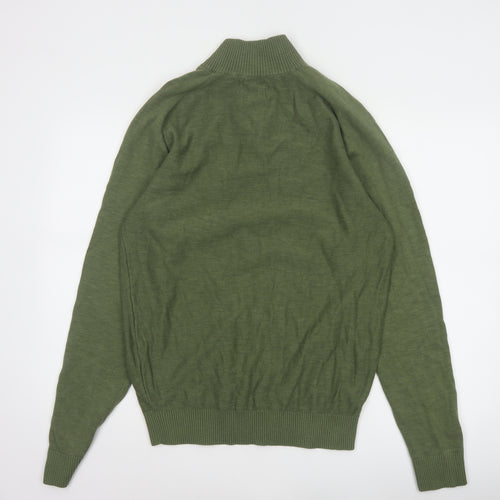 Mountain Warehouse Men’s Green Cotton 1/2 Zip Jumper L
