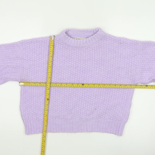 Stradivarius Women’s Purple Chunky Knit Mock Neck Jumper Size 12