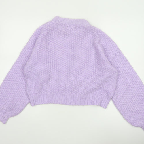 Stradivarius Women’s Purple Chunky Knit Mock Neck Jumper Size 12
