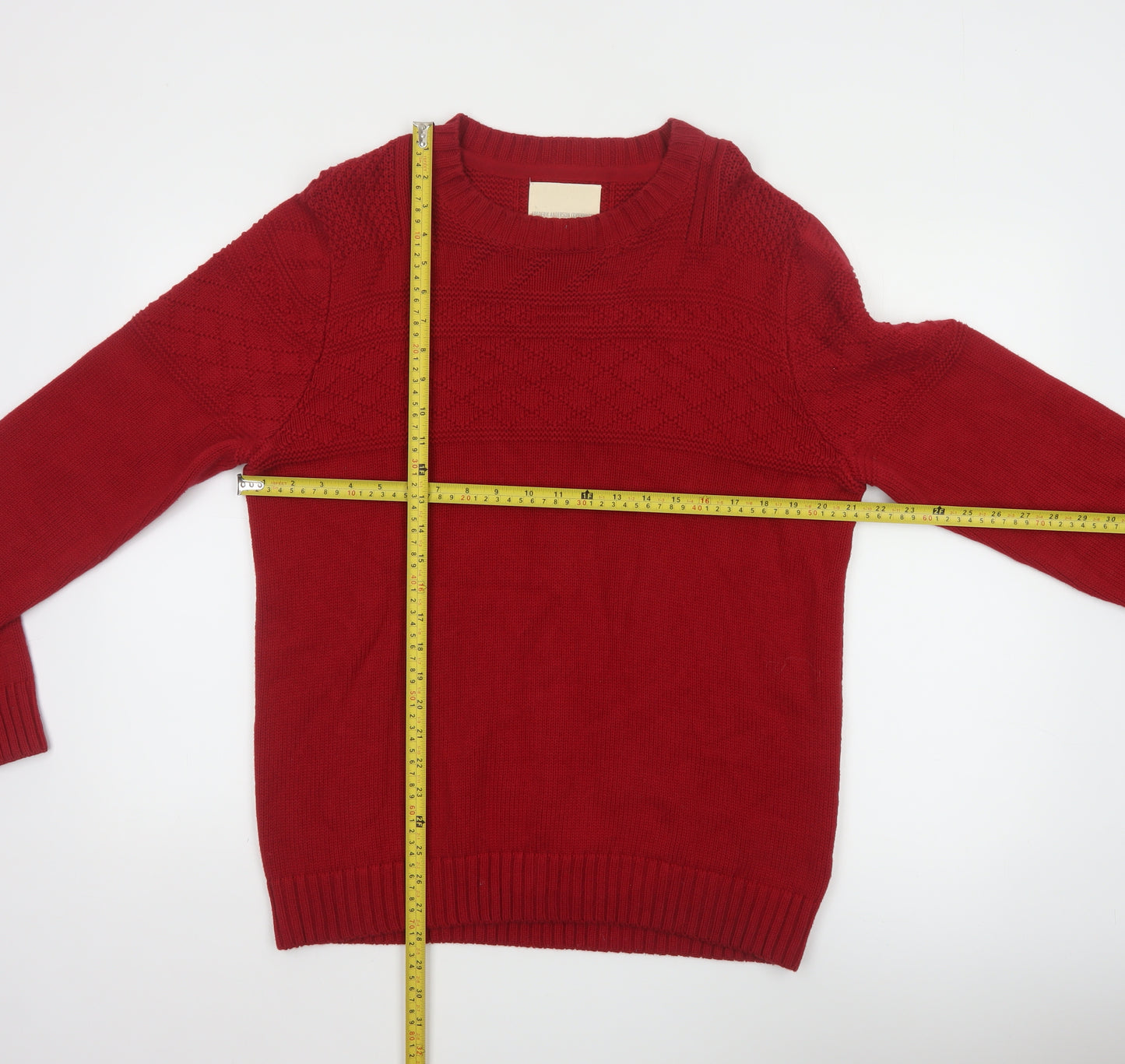 Frederik Anderson Copenhagen Men’s Red Cotton Knit Jumper Size L