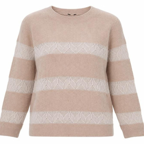 M&Co Women Pink Size 12 Crew Neck Striped Knit Jumper