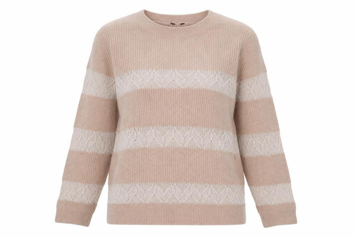 M&Co Women Pink Size 12 Crew Neck Striped Knit Jumper
