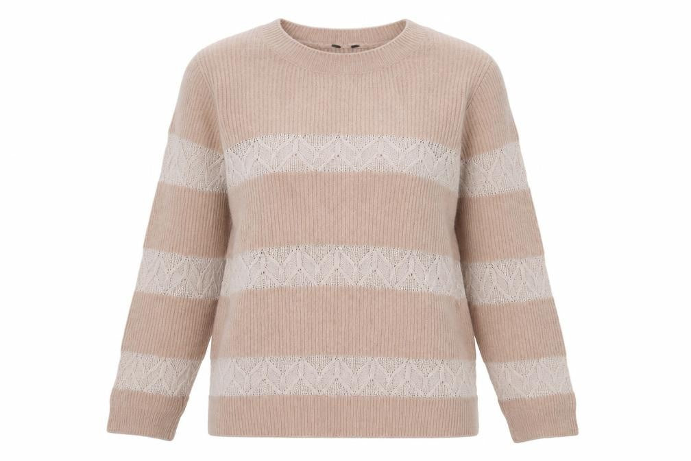 M&Co Women Pink Size 12 Crew Neck Striped Knit Jumper