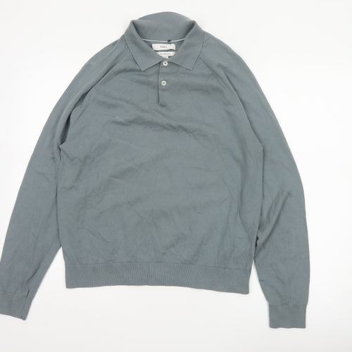 Marks and Spencer Mens Grey Collared Henley Jumper Size M