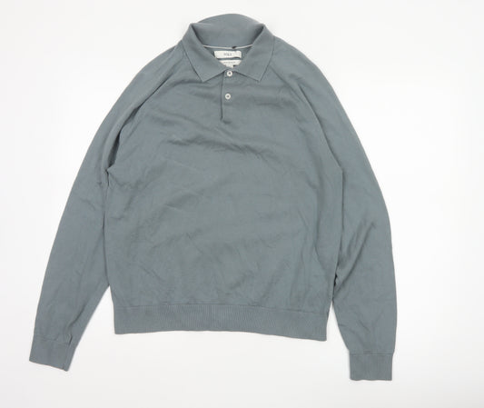 Marks and Spencer Mens Grey Collared Henley Jumper Size M