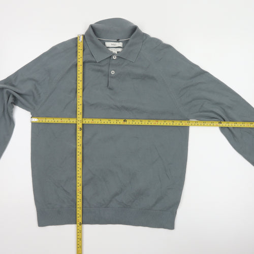 Marks and Spencer Mens Grey Collared Henley Jumper Size M