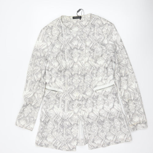 Apanage Collection Women’s Grey Geometric Button Coat Size 14