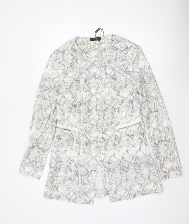 Apanage Collection Women’s Grey Geometric Button Coat Size 14