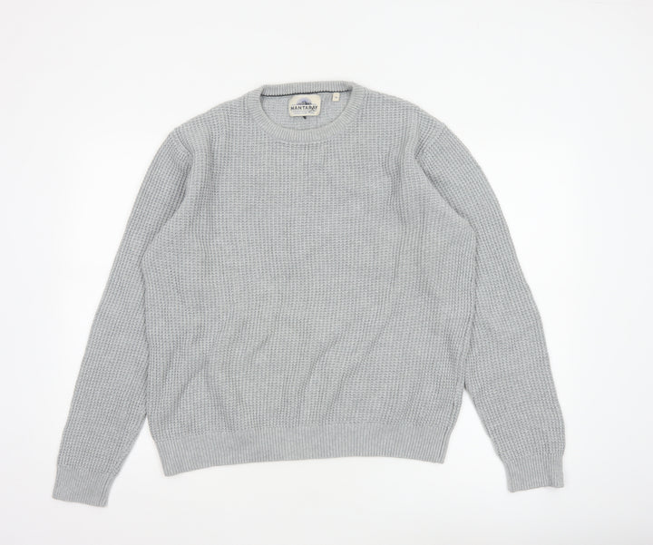 Mantaray Men's Grey Cotton Waffle-Knit Crew Neck Jumper M