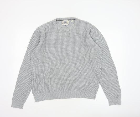 Mantaray Men's Grey Cotton Waffle-Knit Crew Neck Jumper M