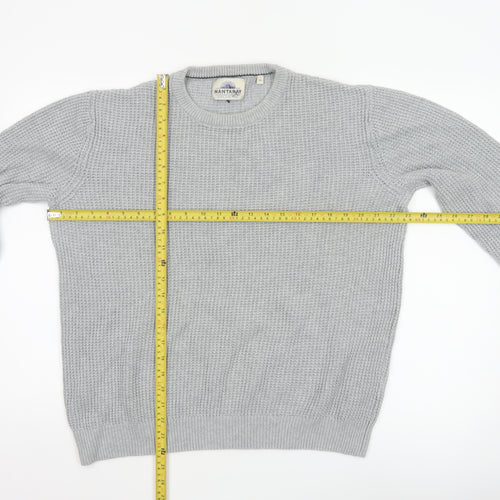 Mantaray Men's Grey Cotton Waffle-Knit Crew Neck Jumper M