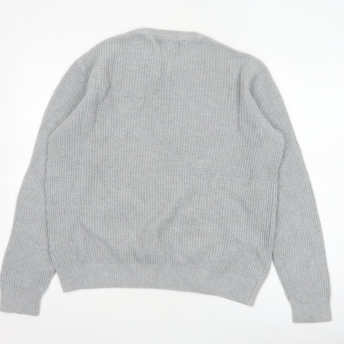 Mantaray Men's Grey Cotton Waffle-Knit Crew Neck Jumper M