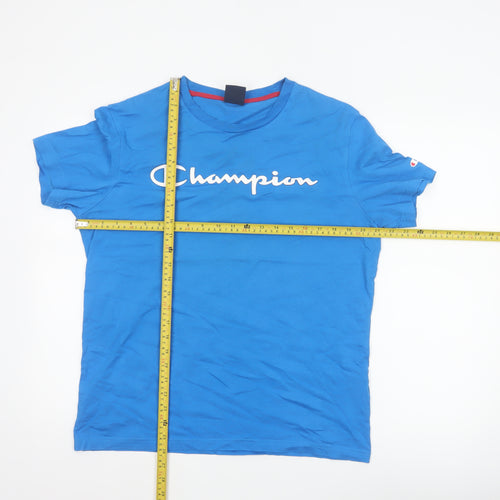 Champion Men's Blue Crew Neck Short Sleeve Cotton T-Shirt M