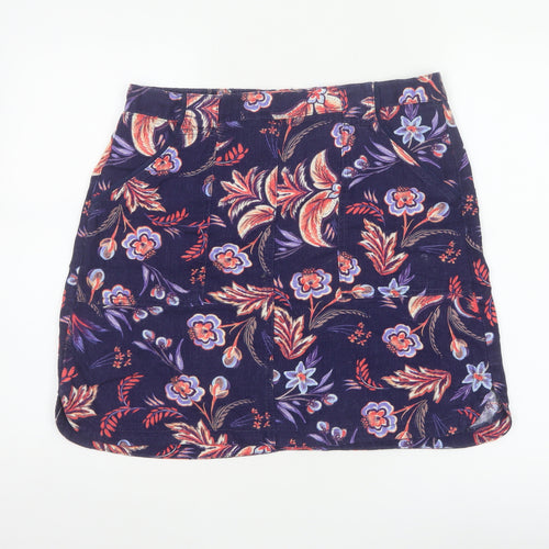 Next Women’s Multicoloured Floral A-Line Linen Skirt Size 14