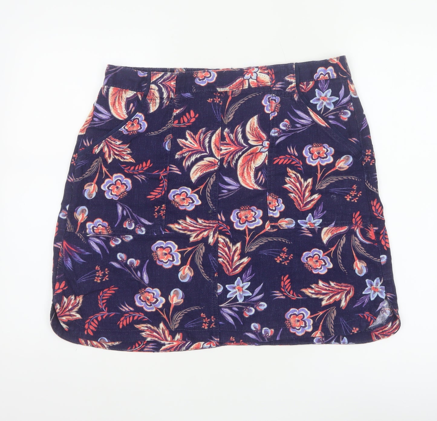 Next Women’s Multicoloured Floral A-Line Linen Skirt Size 14