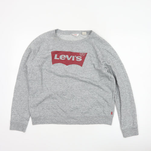 Levi's Womens Grey Logo Crew Neck Pullover Sweatshirt L