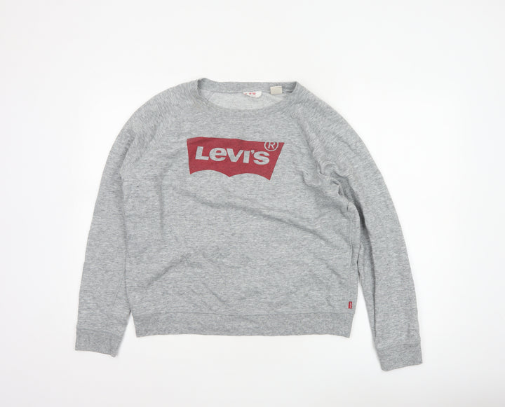 Levi's Womens Grey Logo Crew Neck Pullover Sweatshirt L