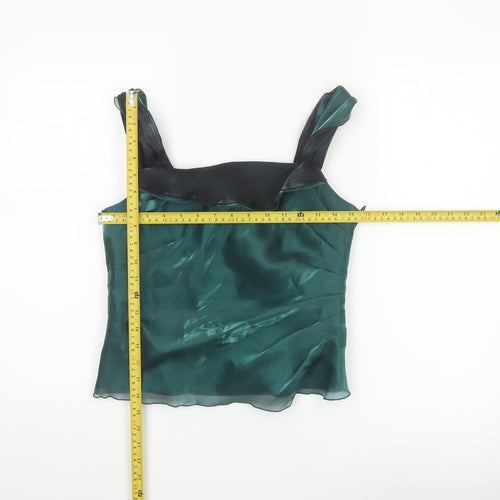 Alex & Co. Women's Green Satin Ruffle Camisole Top UK 10