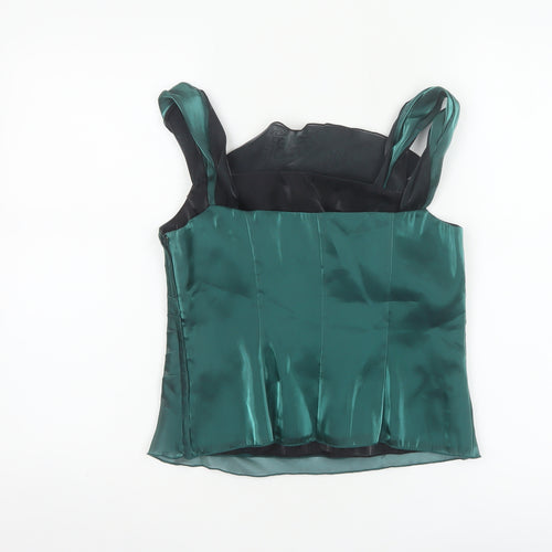 Alex & Co. Women's Green Satin Ruffle Camisole Top UK 10
