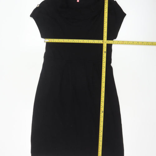 John Lewis Women Black Knit Cowl Neck Pencil Dress Size 10