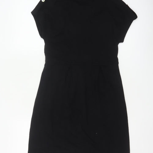 John Lewis Women Black Knit Cowl Neck Pencil Dress Size 10