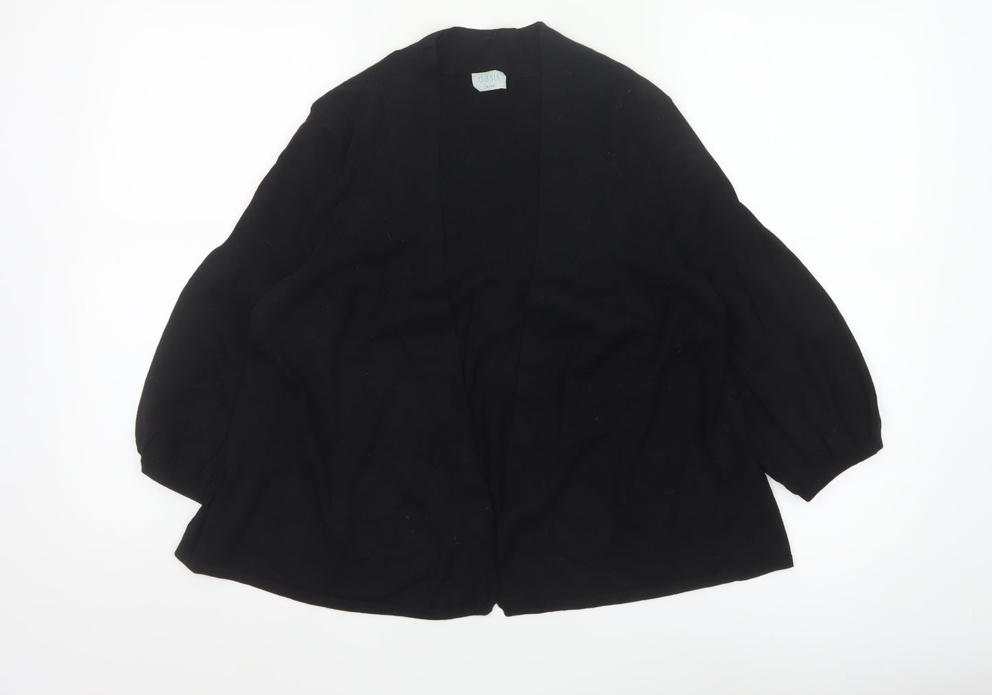 Oasis Women’s Black 3/4 Sleeve Open Knit Cardigan Size 14