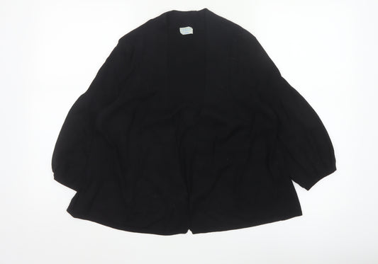 Oasis Women’s Black 3/4 Sleeve Open Knit Cardigan Size 14