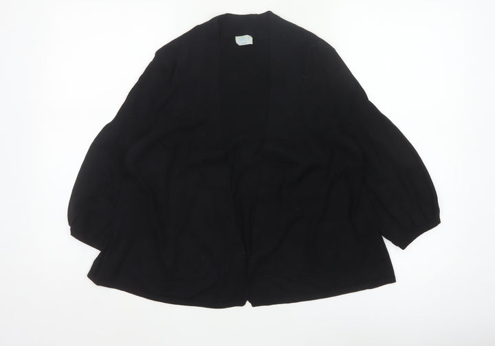Oasis Women’s Black 3/4 Sleeve Open Knit Cardigan Size 14