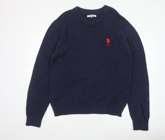U.S. Polo Assn. Men’s Blue Cotton Crew Neck Jumper XL