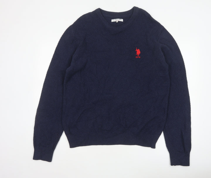 U.S. Polo Assn. Men’s Blue Cotton Crew Neck Jumper XL