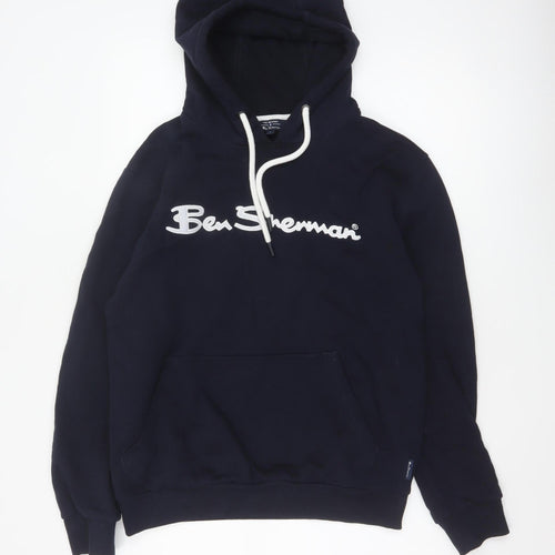 Ben Sherman Men's Navy Cotton Pullover Hoodie Small