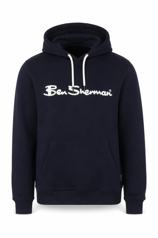 Front view of Ben Sherman Men's Navy Cotton Pullover Hoodie Small
