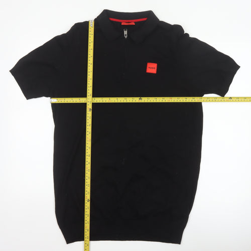 HUGO Boss Men's Black Cotton Short Sleeve Polo Shirt L