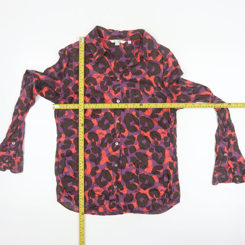 Boden Women's Multicoloured Animal Print Silk Blend Button-Up Shirt UK 10