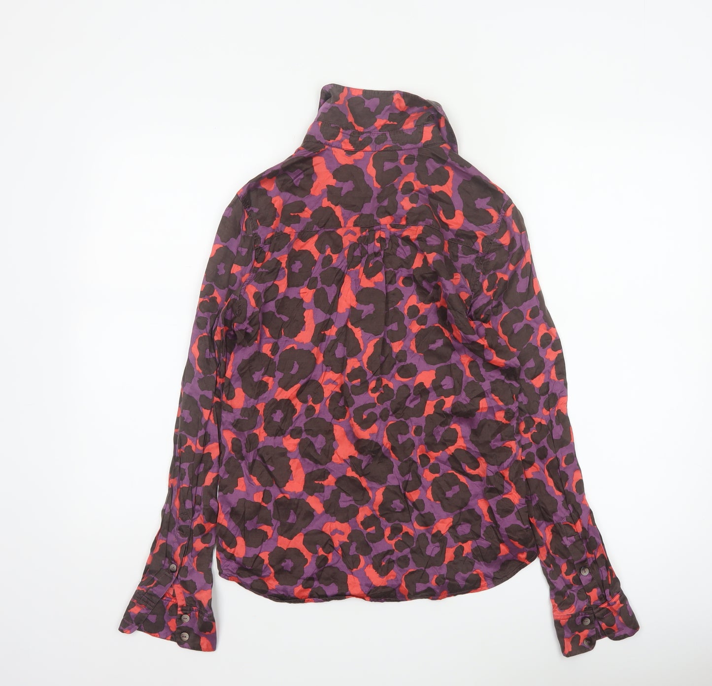 Boden Women's Multicoloured Animal Print Silk Blend Button-Up Shirt UK 10