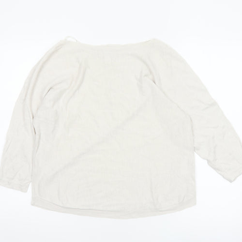 The White Company Women’s Ivory Linen Blend Boat Neck Jumper Size S