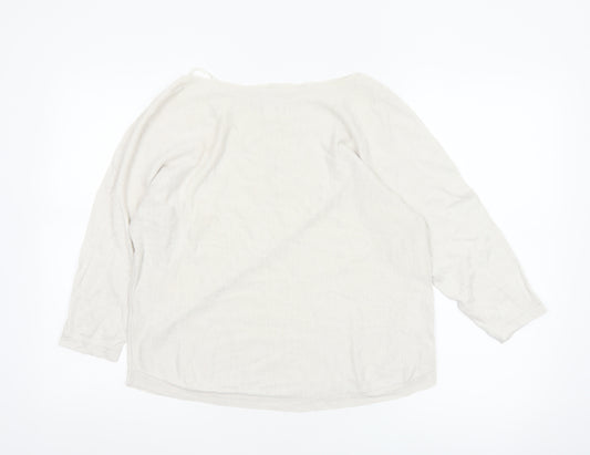 The White Company Women’s Ivory Linen Blend Boat Neck Jumper Size S
