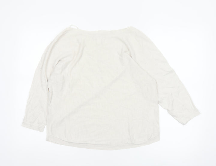 The White Company Women’s Ivory Linen Blend Boat Neck Jumper Size S